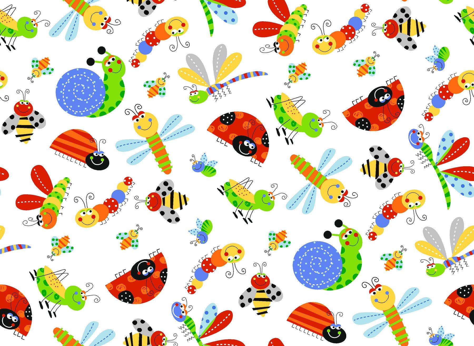 Fun Flannel | White - Bugs