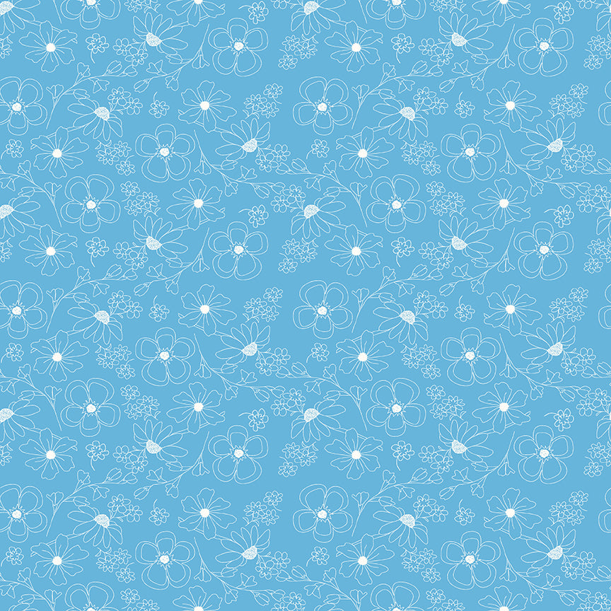 Painted Petals | Outlined Flowers Blue