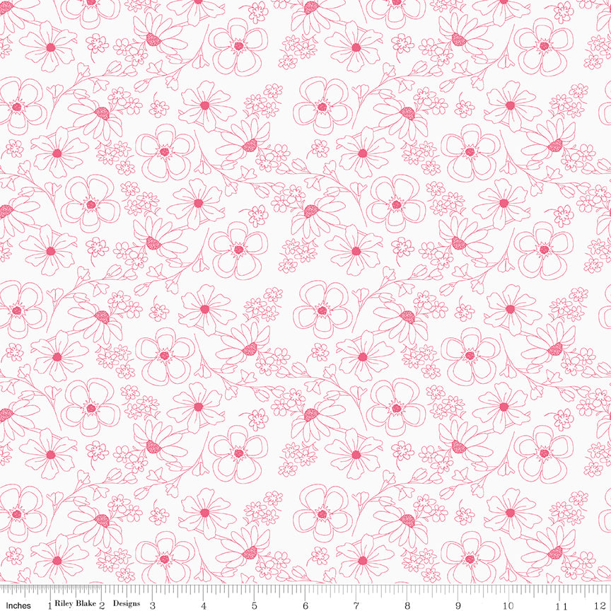 Painted Petals | Outlined Flowers White