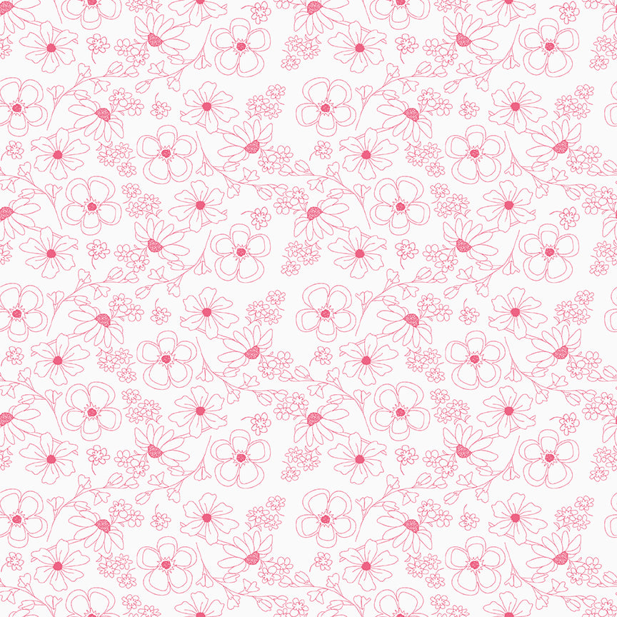 Painted Petals | Outlined Flowers White