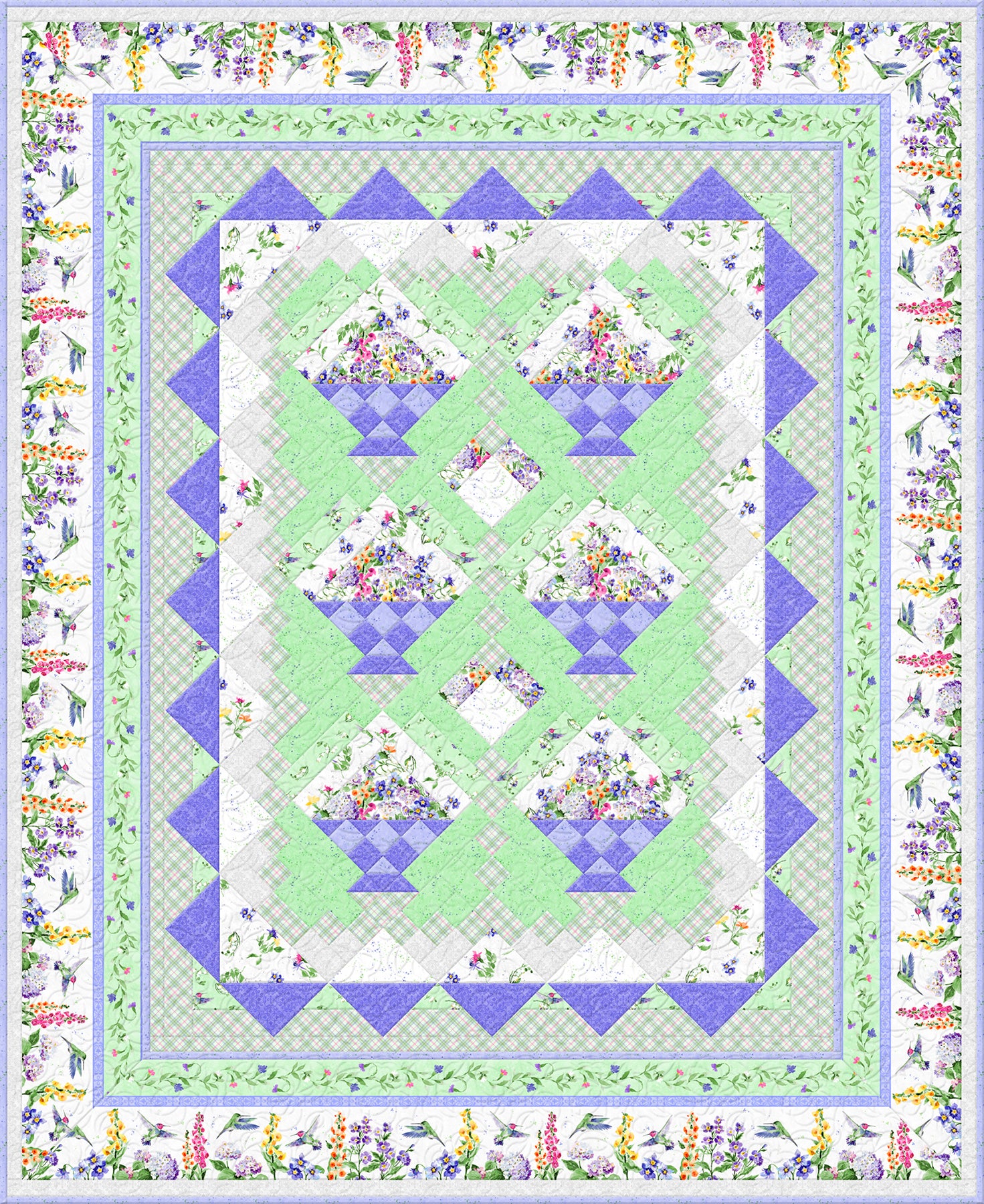 Wilmington Prints Fabrics Floral Flutter Susan Winget Baskets Quilt Kit