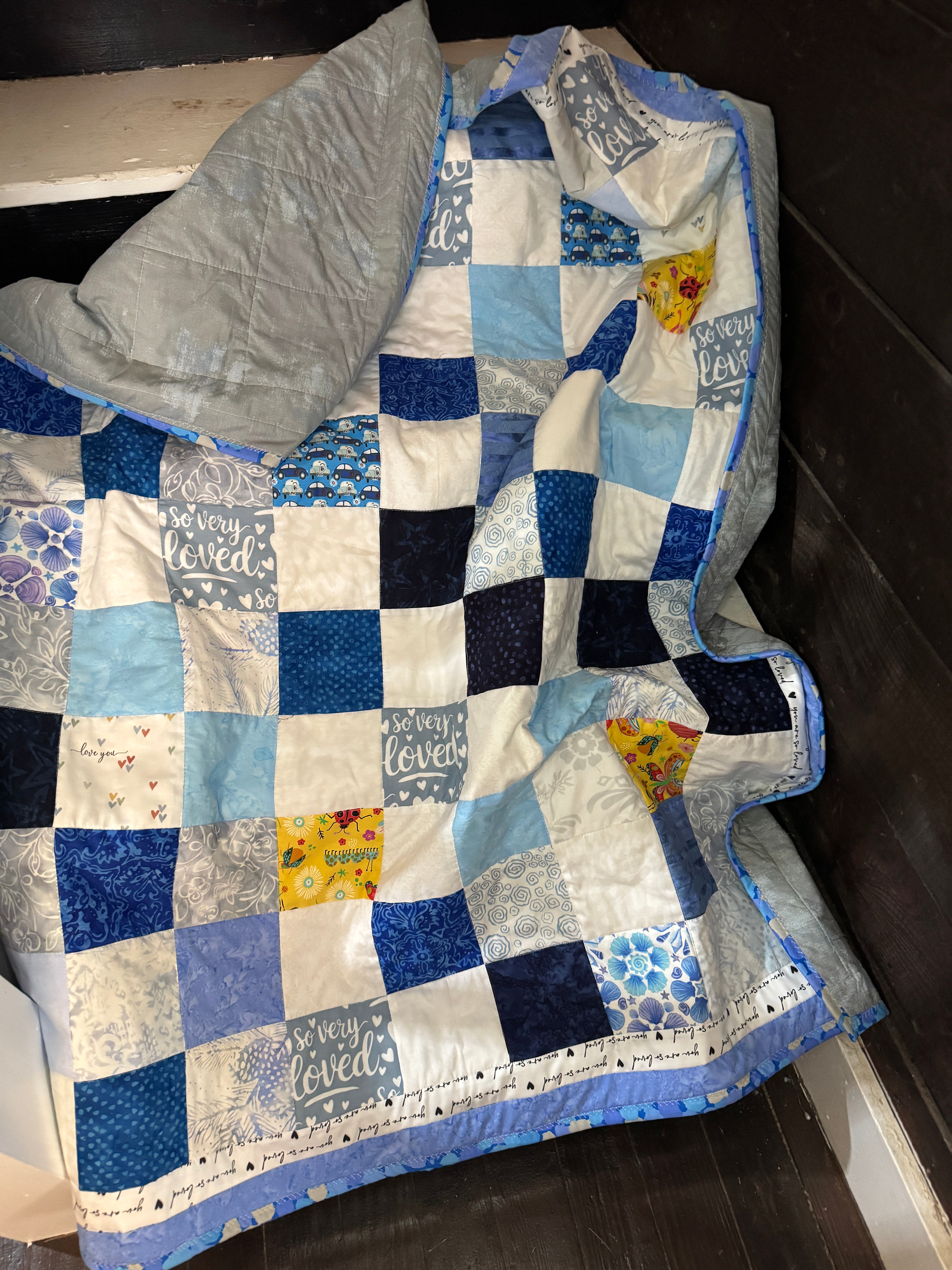 Baby Quilt | Blue Gray color
