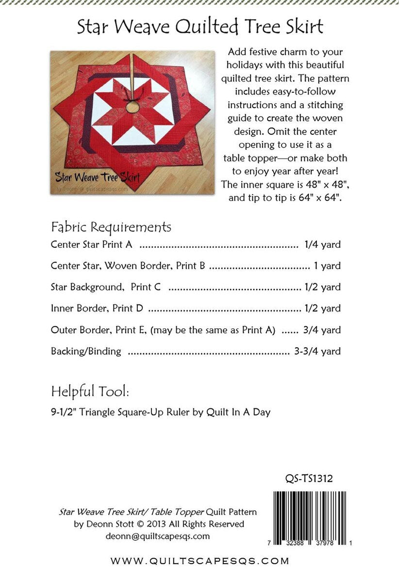 Quiltscapes Star Weave Tree Skirt/ Table Topper Pattern