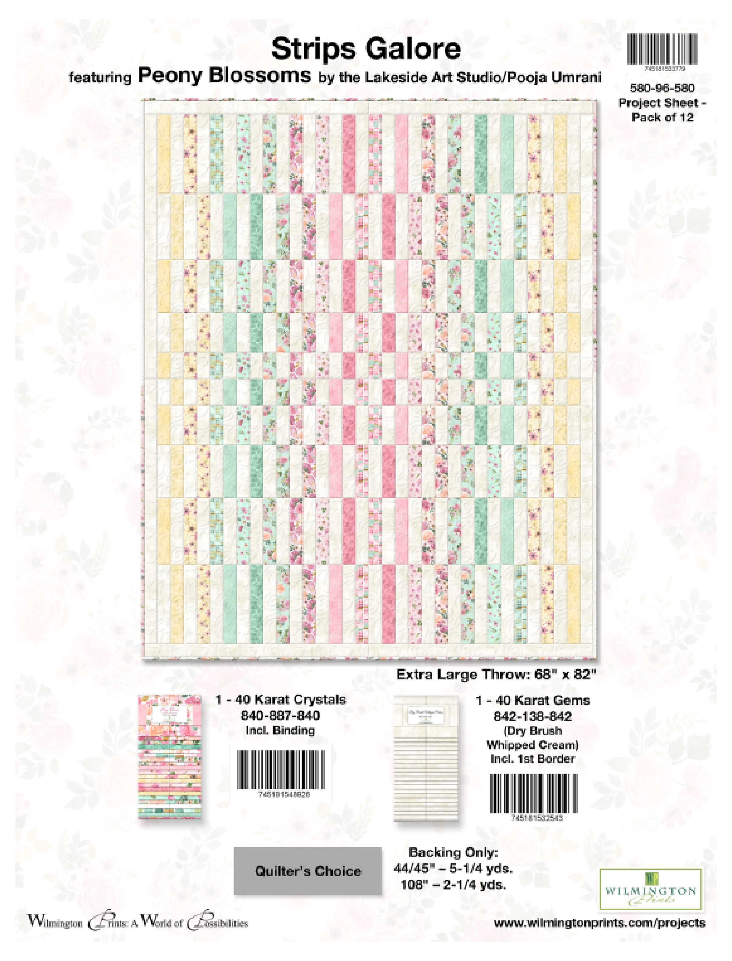 Wilmington Prints Fabrics Peony Blossom Stripes Galore Quilt Kit