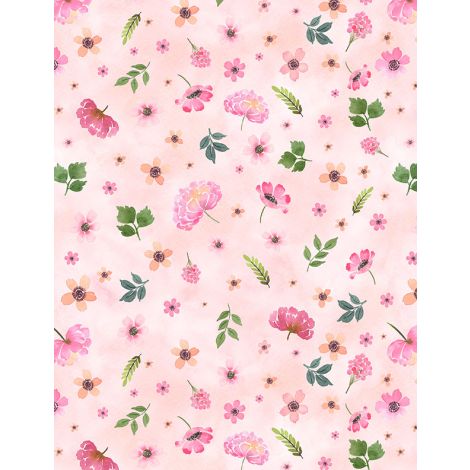 Wilmington Prints Fabrics Toss Flower Pink