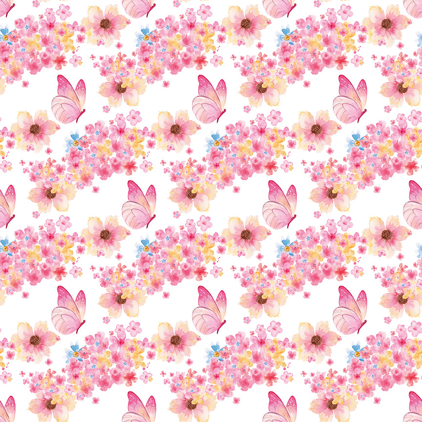 Painted Petals | Butterfly Floral White