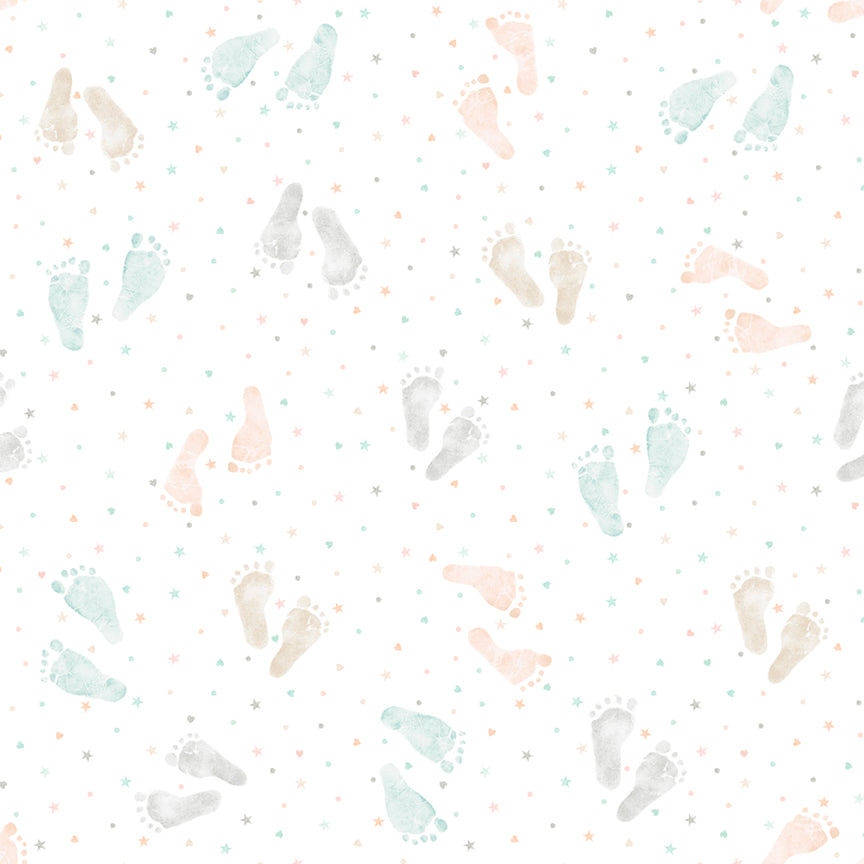 P & B Textiles| First Impression Foot Prints | Flannel