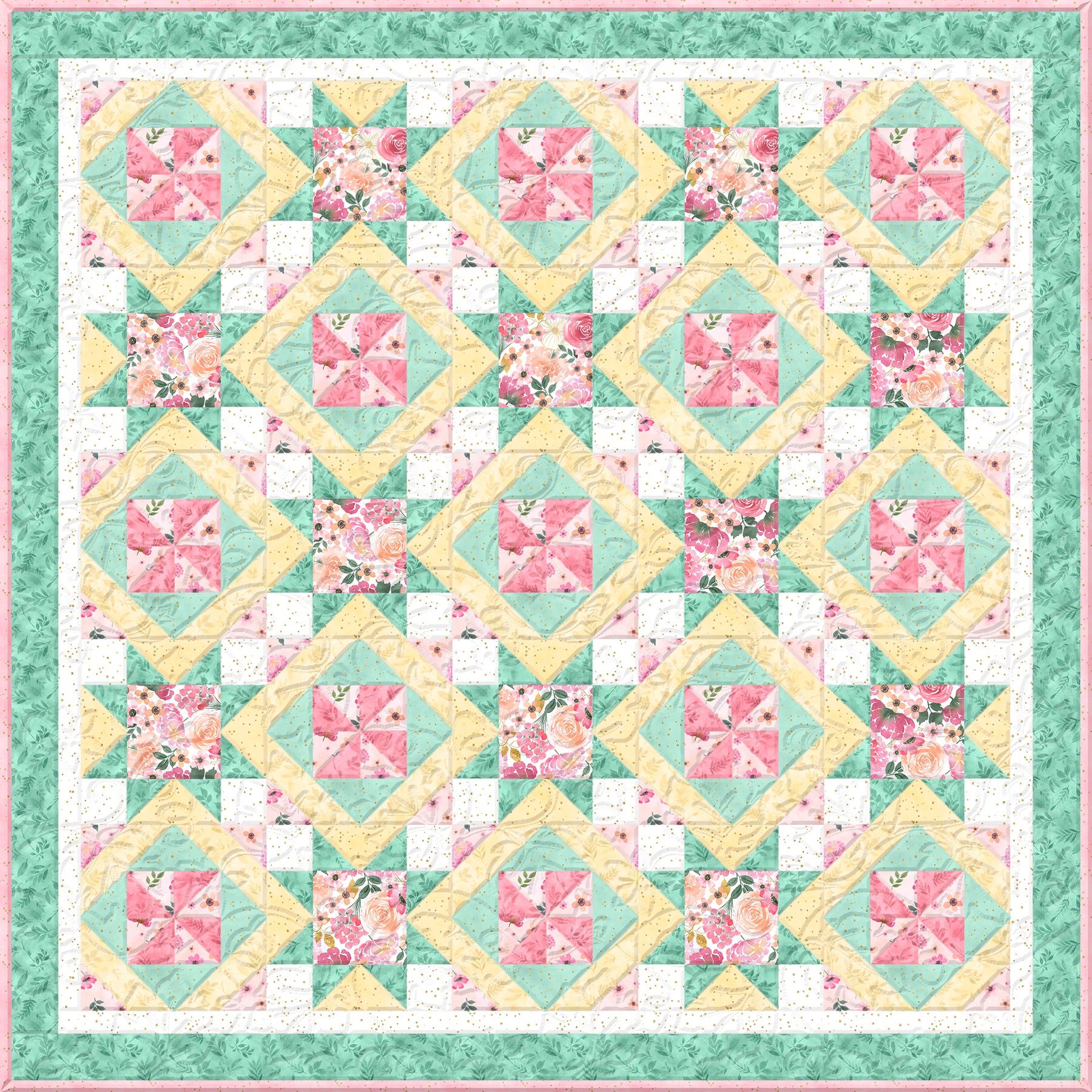 Wilmington Prints Fabrics Peony Blossom Table Topper Kit