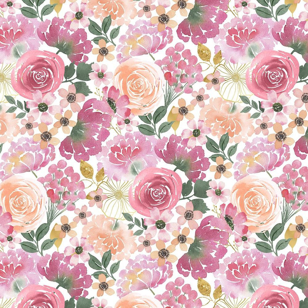 Wilmington Prints Fabrics Peony Blossoms By The Lakeside Art Studio Packed Florals Multi