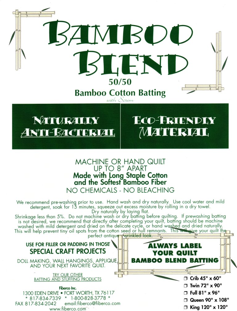 Bamboo Blend Batting 96" 50/50 bamboo, cotton