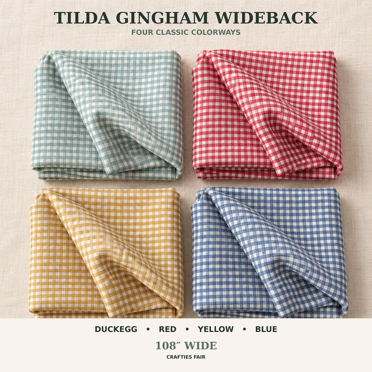 Gingham Wideback Quarter Cut Bundle 4pc- 52inx19in